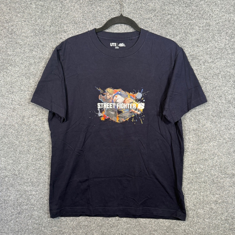 Uniqlo UT x Street Fighter Shirt Adult Medium Blue Video Game‎ Graphic Tshirt